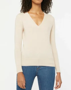 Galeries Lafayette Pulls|Pull 100% Cachemire Zocon col V beige rosé