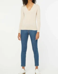 Galeries Lafayette Pulls|Pull 100% Cachemire Zocon col V beige rosé