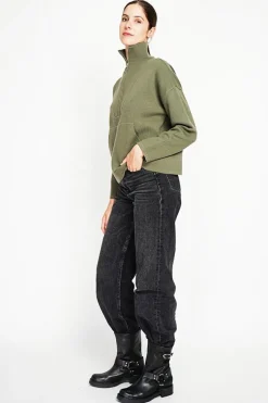 Assuili Sweats|Pull à col montant kaki