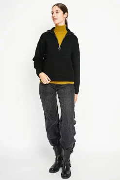 Assuili Pulls|Pull à col montant noir