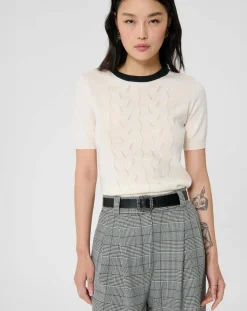 Tara Jarmon Pulls|Pull 100% Laine Pontaven écru