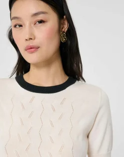 Tara Jarmon Pulls|Pull 100% Laine Pontaven écru