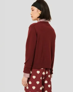 Tara Jarmon Pulls|Pull 100% Laine Preppy bordeaux