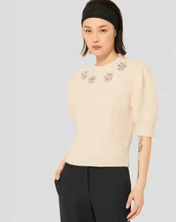 Tara Jarmon Pulls|Pull 100% Laine Psyche écru