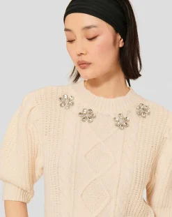 Tara Jarmon Pulls|Pull 100% Laine Psyche écru