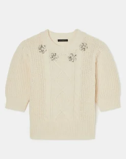 Tara Jarmon Pulls|Pull 100% Laine Psyche écru