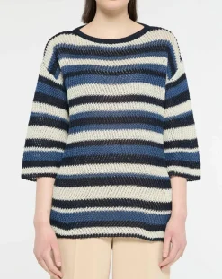 MaxMara Weekend Pulls|Pull 100% Lin Gentile bleu/multicolore