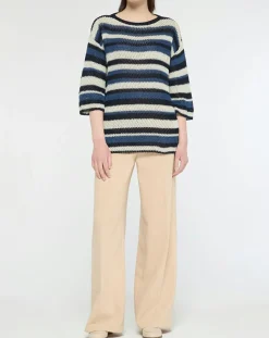 MaxMara Weekend Pulls|Pull 100% Lin Gentile bleu/multicolore