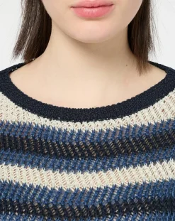 MaxMara Weekend Pulls|Pull 100% Lin Gentile bleu/multicolore