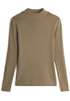 Rodier Pulls|Pull, Abelle col montant ouvertures marron camel