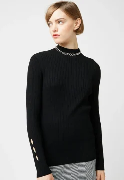 Rodier Pulls|Pull, Abelle col montant ouvertures noir