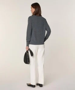 Rodier Pulls|Pull Adija 100% Laine chaine col V gris foncé