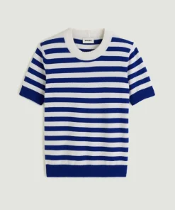 Rodier Pulls|Pull Adlyne manches courtes rayé blanc