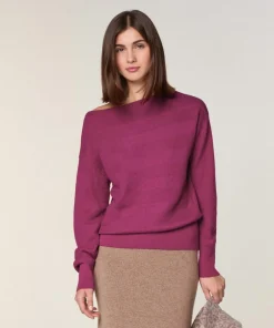 Rodier Pulls|Pull Alanis 100% laine jacquard rose fuchsia