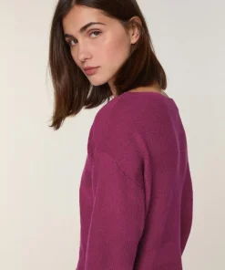 Rodier Pulls|Pull Alanis 100% laine jacquard rose fuchsia