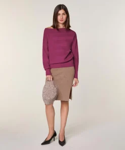 Rodier Pulls|Pull Alanis 100% laine jacquard rose fuchsia