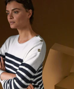 Rodier Pulls|Pull Albane, mariniere, boutons blanc