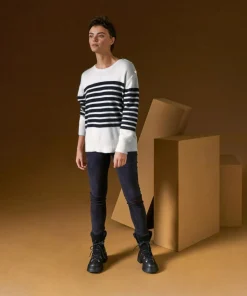 Rodier Pulls|Pull Albane, mariniere, boutons blanc