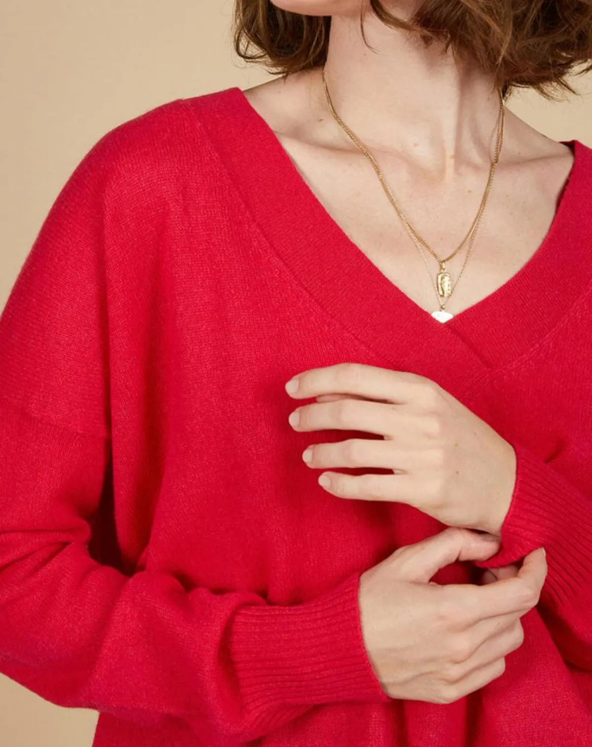 Cashmere Tribu Pulls|Pull ample 100% Cachemire Isidore col V fuchsia