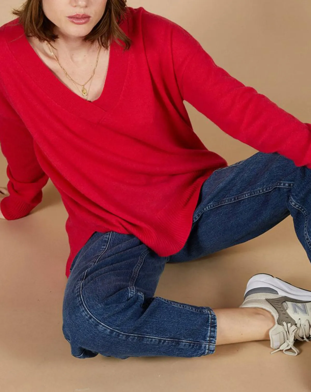 Cashmere Tribu Pulls|Pull ample 100% Cachemire Isidore col V fuchsia