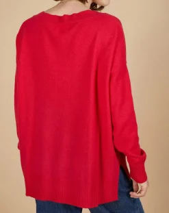 Cashmere Tribu Pulls|Pull ample 100% Cachemire Isidore col V fuchsia