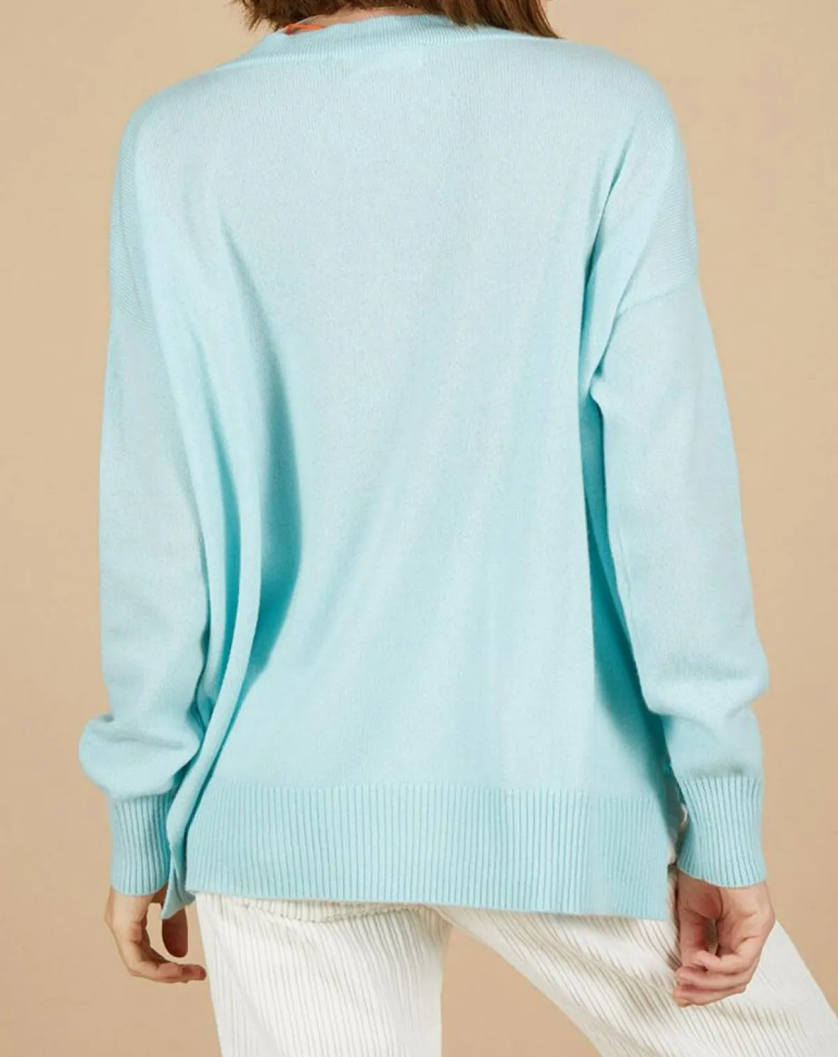 Cashmere Tribu Pulls|Pull ample 100% Cachemire Isidore col V bleu océan