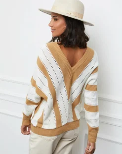 L'Armoire de Suzette Pulls|Pull Anna camel/blanc