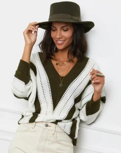 L'Armoire de Suzette Pulls|Pull Anna kaki/blanc