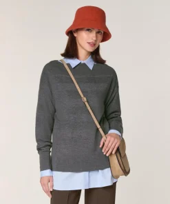 Rodier Pulls|Pull Annouck 100% laine jacquard gris foncé