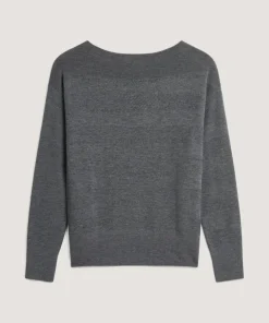Rodier Pulls|Pull Annouck 100% laine jacquard gris foncé