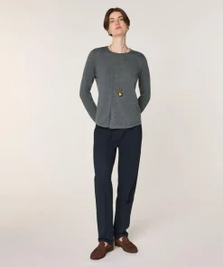 Rodier Pulls|Pull Asuncion 100% laine col rond gris plomb