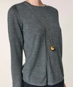 Rodier Pulls|Pull Asuncion 100% laine col rond gris plomb