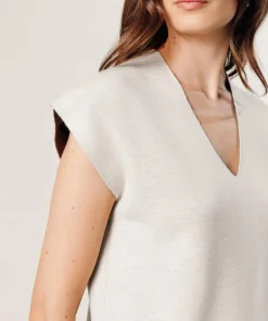 Rodier Pulls|Pull Aurély manches courtes col V blanc écru