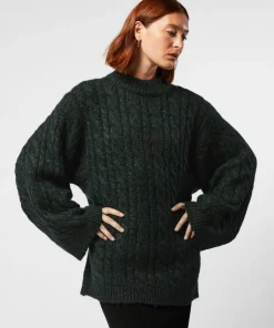 Rodier Pulls|Pull Auxane, col montant à torsades vert foncé