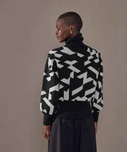 Rodier Pulls|Pull Azalée, jacquard, col roulé noir