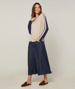 Rodier Pulls|Pull Bernadette en Laine mélangée beige/marine