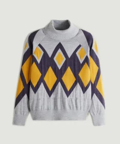 Rodier Pulls|Pull Bethsabée 100% laine col roulé jacquard gris souris