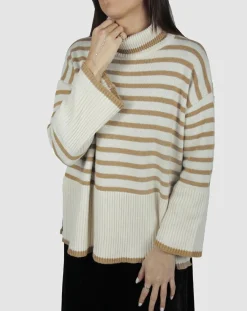 Lauren Vidal Pulls|Pull Billie rayé camel