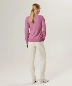 Rodier Pulls|Pull Chimène 100% laine cache-coeur rose bonbon