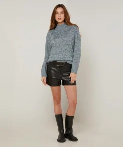 Rodier Pulls|Pull chiné Barbe col montant bleu