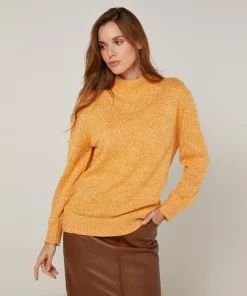 Rodier Pulls|Pull chiné Guillemette col montant jaune