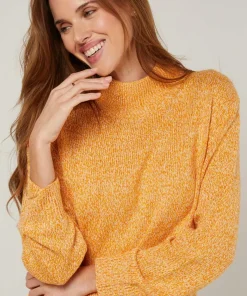 Rodier Pulls|Pull chiné Guillemette col montant jaune