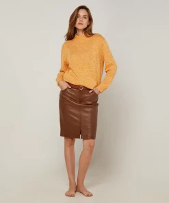 Rodier Pulls|Pull chiné Guillemette col montant jaune