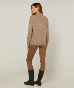 Rodier Pulls|Pull chiné Leonarde col montant marron