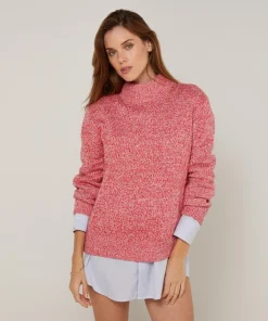 Rodier Pulls|Pull chiné Victorine col montant rose