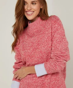 Rodier Pulls|Pull chiné Victorine col montant rose