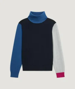 Rodier Pulls|Pull Chloey 100% Laine col roulé multicolore bleu marine