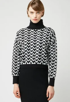 Rodier Pulls|Pull Claire-Alix court jacquard col roulé noir