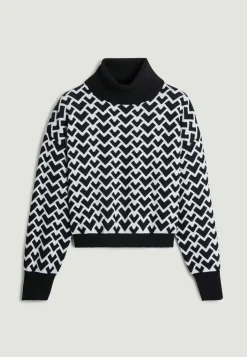 Rodier Pulls|Pull Claire-Alix court jacquard col roulé noir