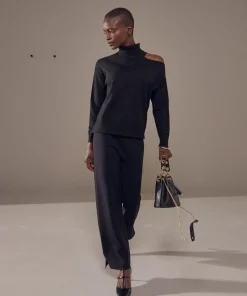 Rodier Pulls|Pull Clémentine, col roulé, épaule denudée noir